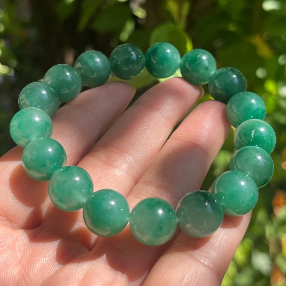 12mm stretchable dulong‎ jade bracelet 1514